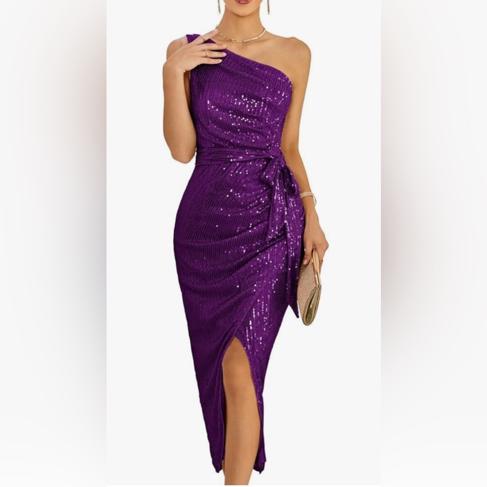 Grace Karin Purple Sequin Dress Size Medium
